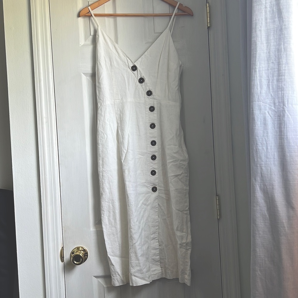 Linen blend buttoned dress
